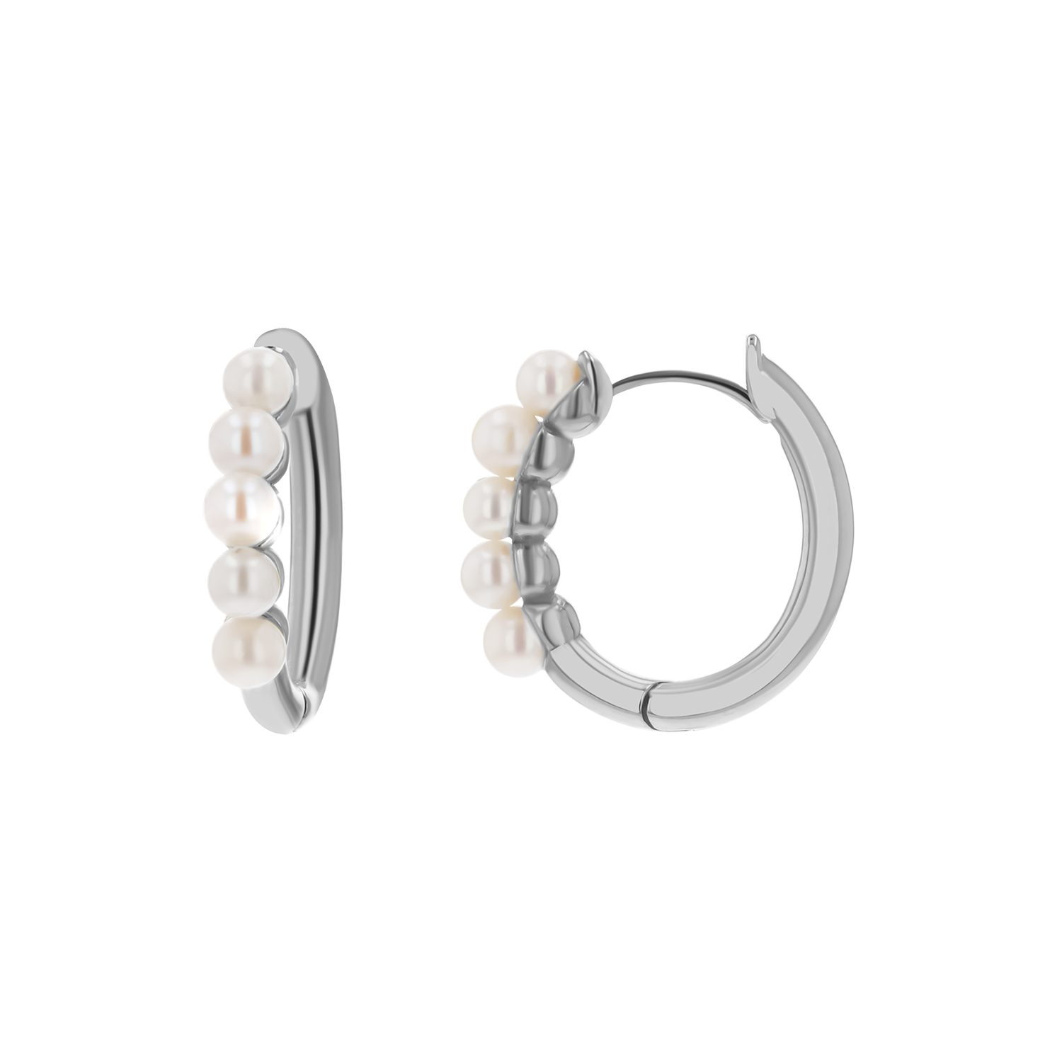 Pearl Huggies Hoop Earrings