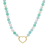 Pearl Aqua Connector Chain Necklace