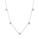 Emerald Cut Sapphire Station Necklace