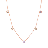 Emerald Cut Sapphire Station Necklace