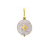 Coin Pearl Diamond Starburst Charm