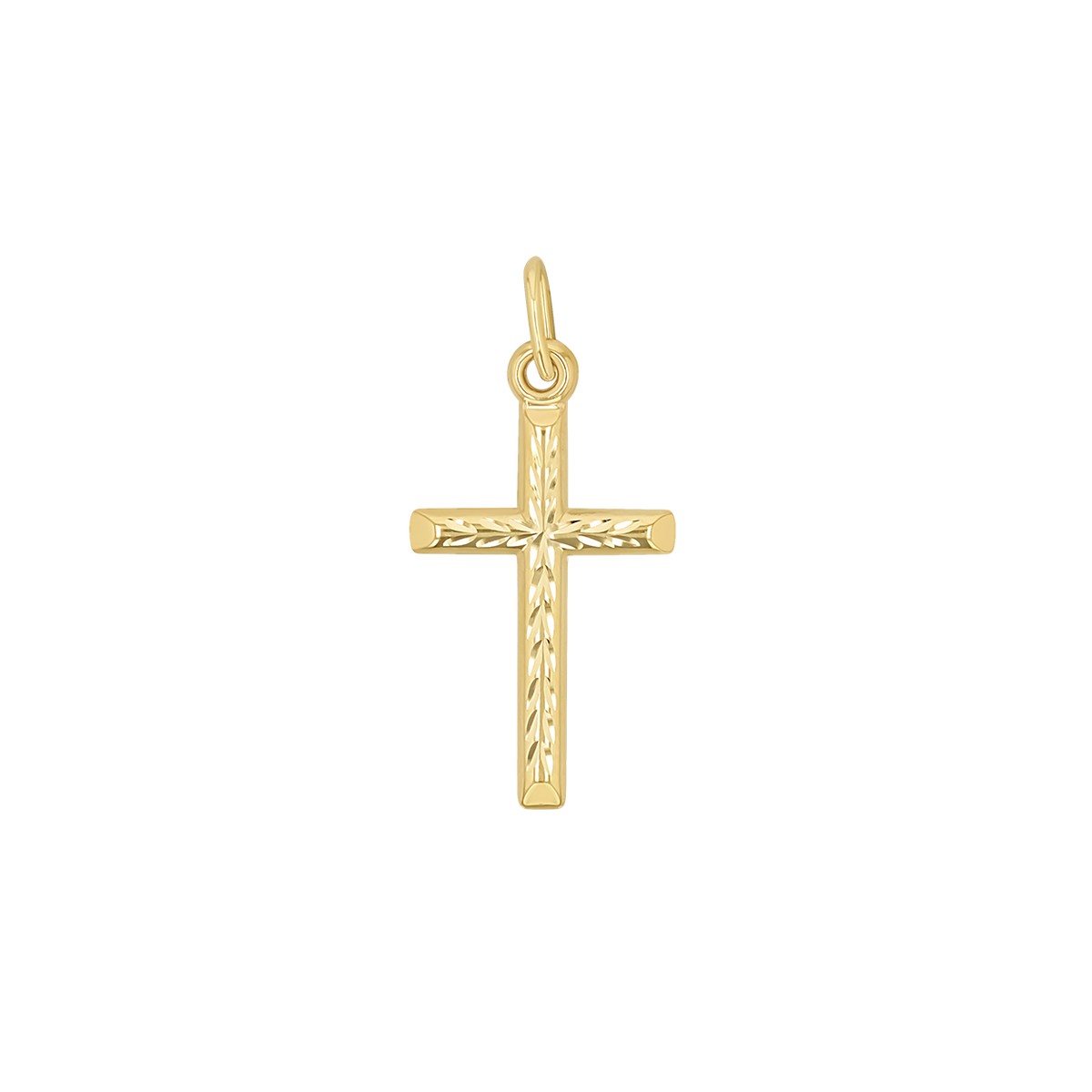 14K Gold Herringbone Cross Charm – Baby Gold