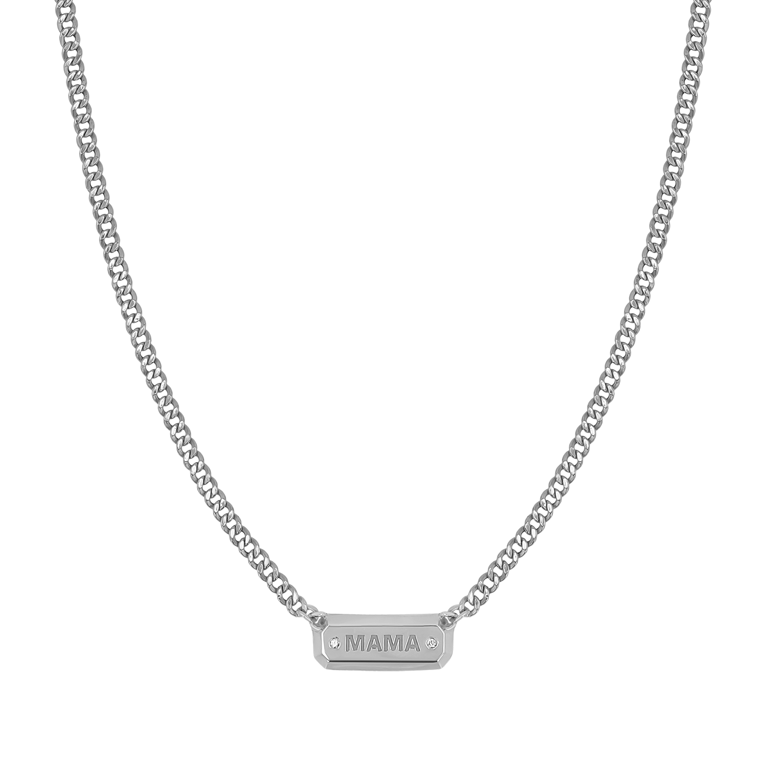 Diamond Beveled ID Cuban Chain Necklace