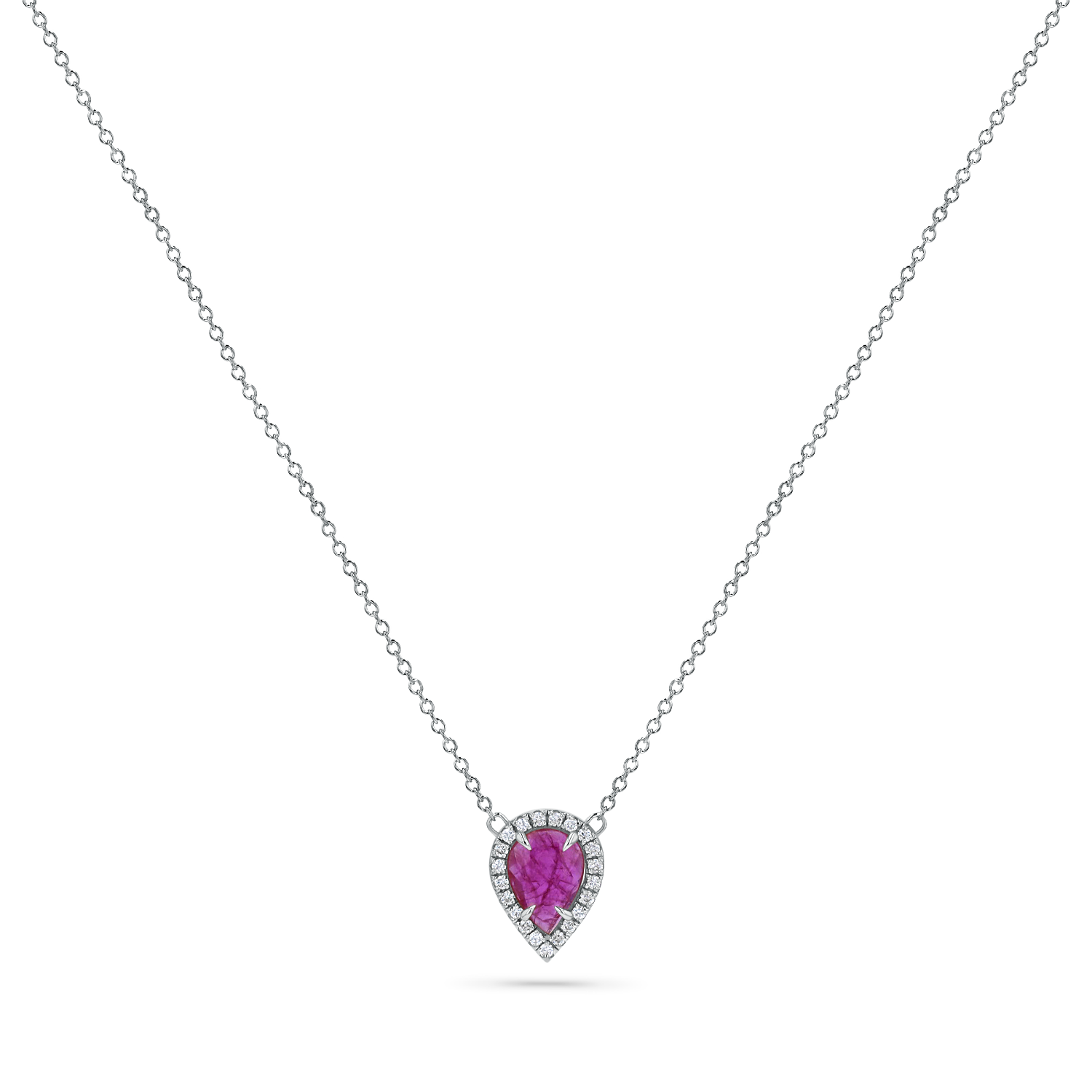 Diamond Pave Ruby Solitaire Pendant