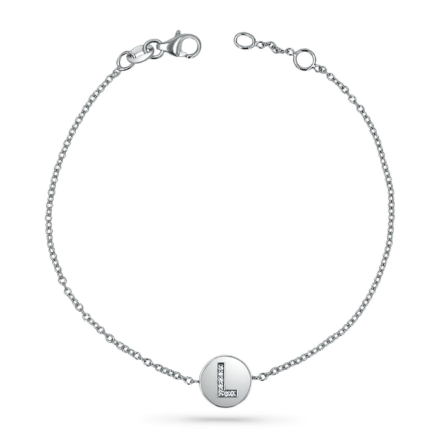 Diamond Initial Coin Bracelet