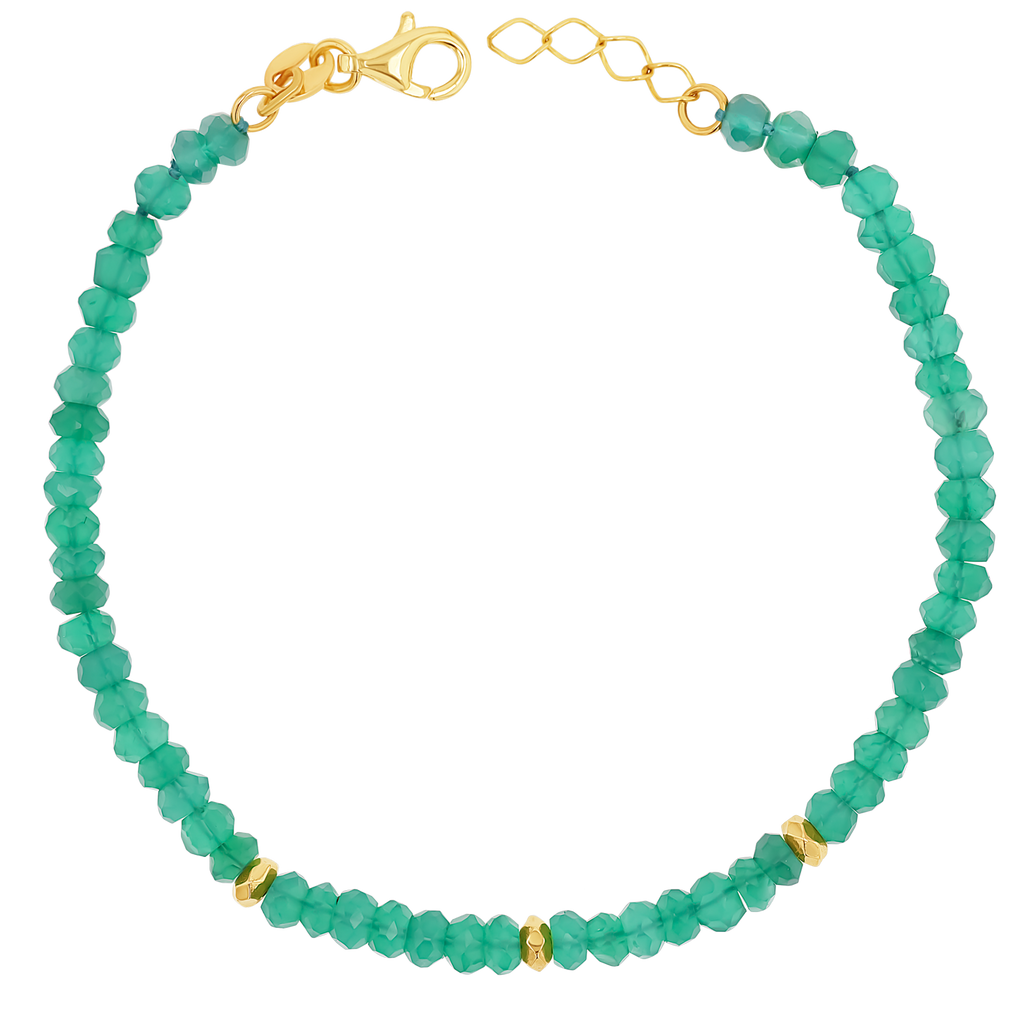 Green Onyx Gold Bead Bracelet