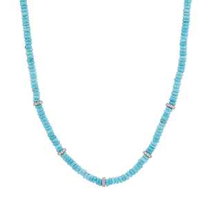 Turquoise Diamond Bead Necklace