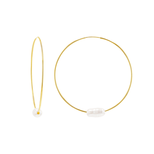 Pearl Accent Endless Hoop Earrings