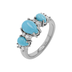 Three Stone Turquoise & Diamond Ring