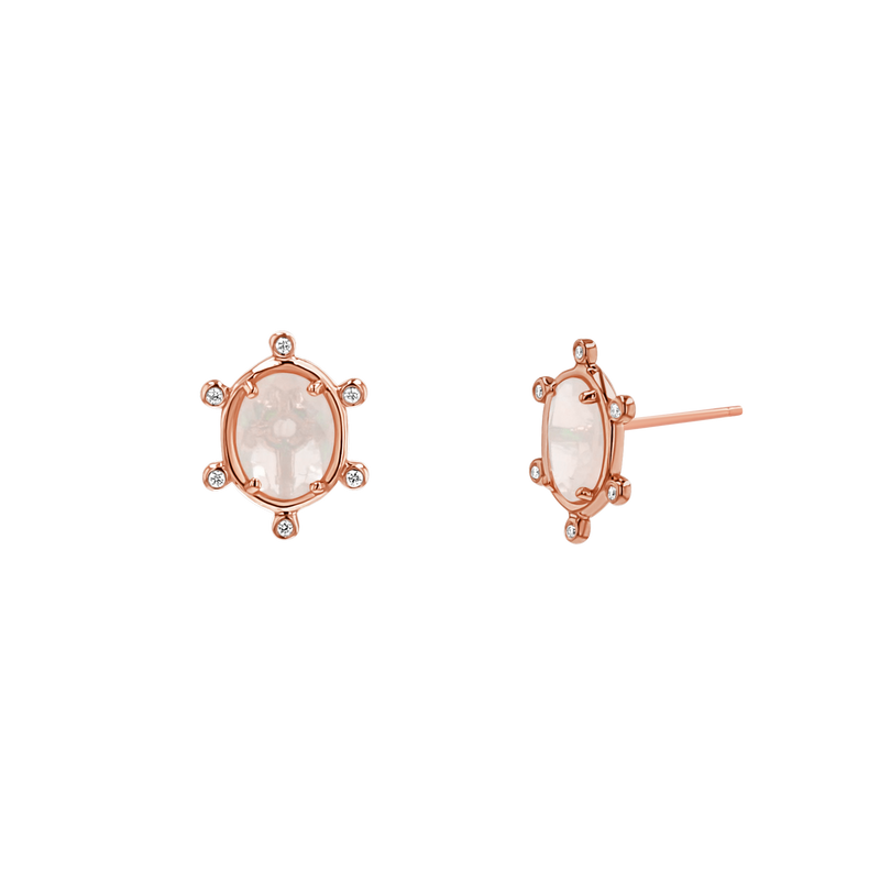 Opal and Diamond Halo Studs