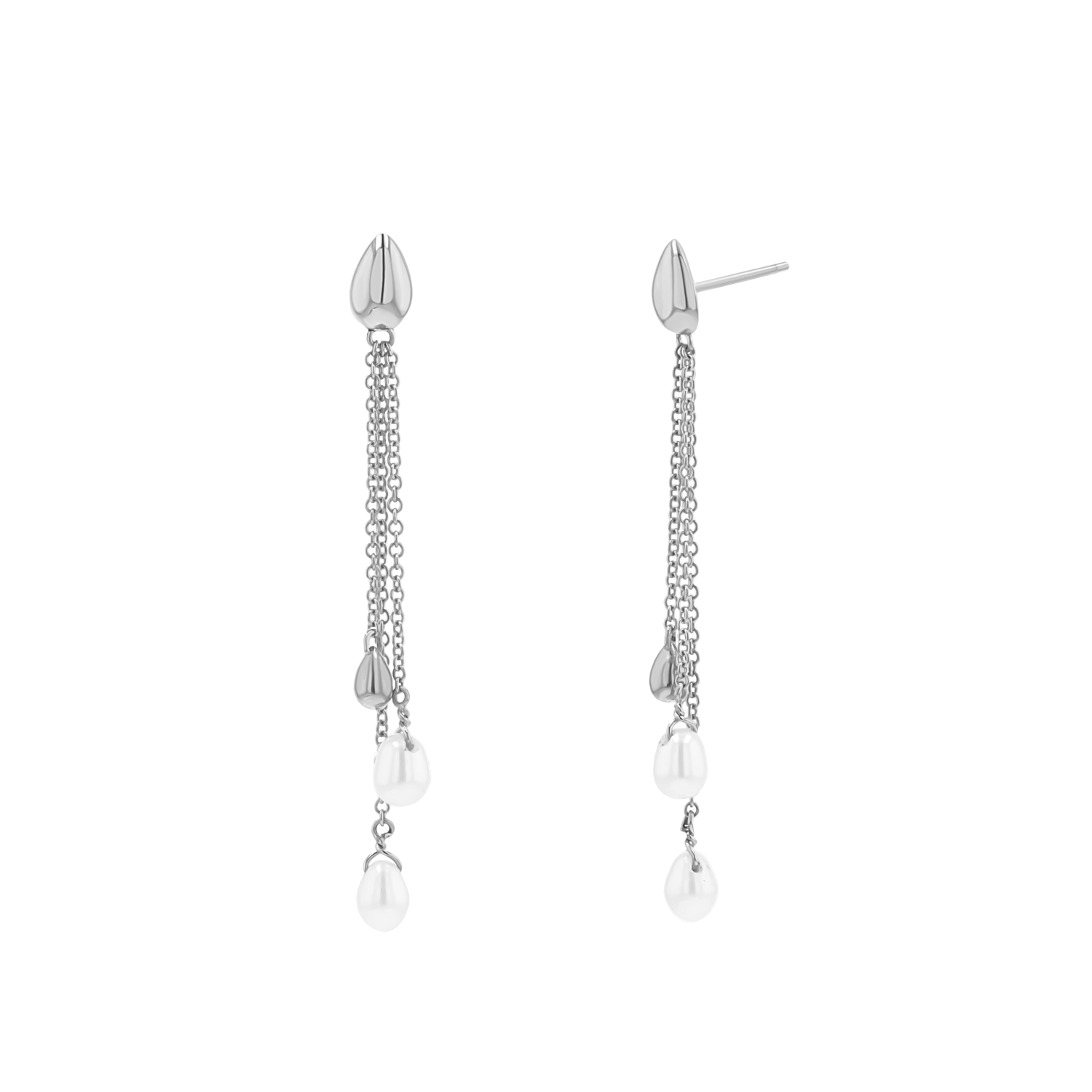 Pearl Drop Chain Earrings