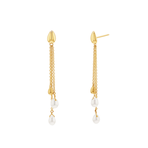 Pearl Drop Chain Earrings