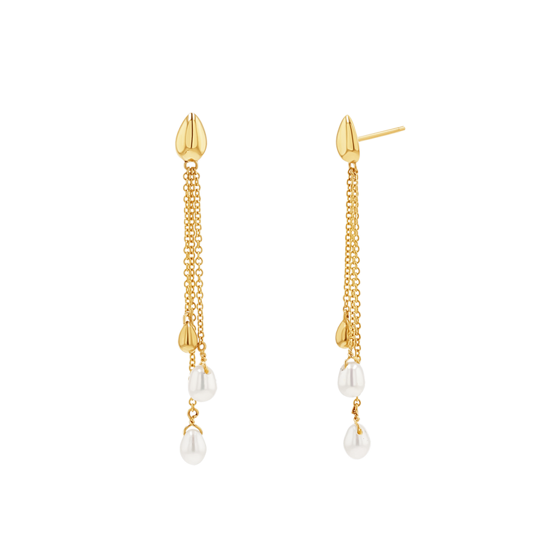 Pearl Drop Chain Earrings