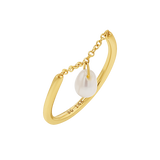 Solitaire Pearl Drop Chain Ring