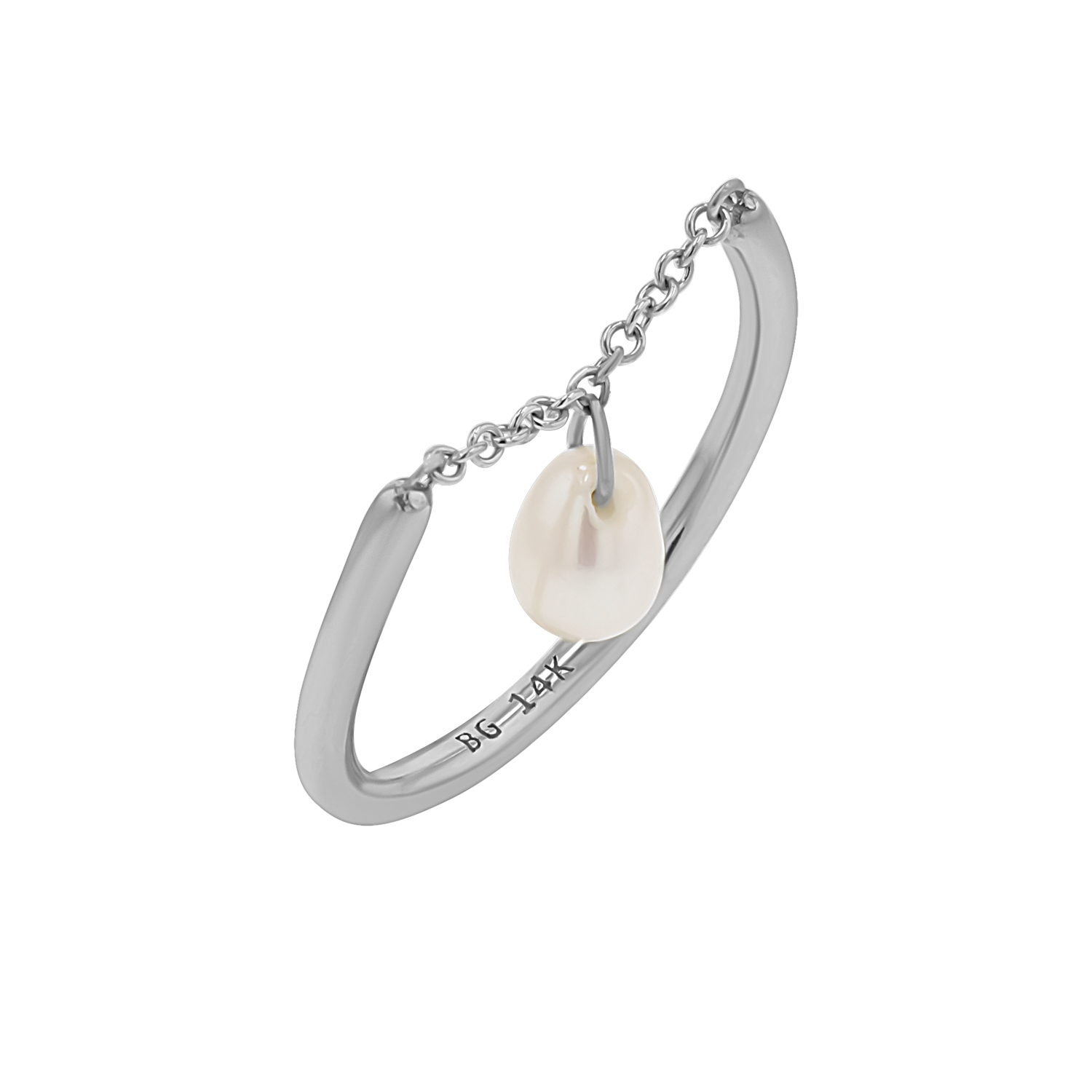 Solitaire Pearl Drop Chain Ring