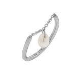 Solitaire Pearl Drop Chain Ring