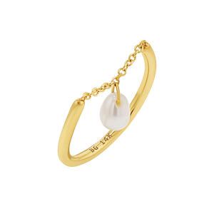 Solitaire Pearl Drop Chain Ring