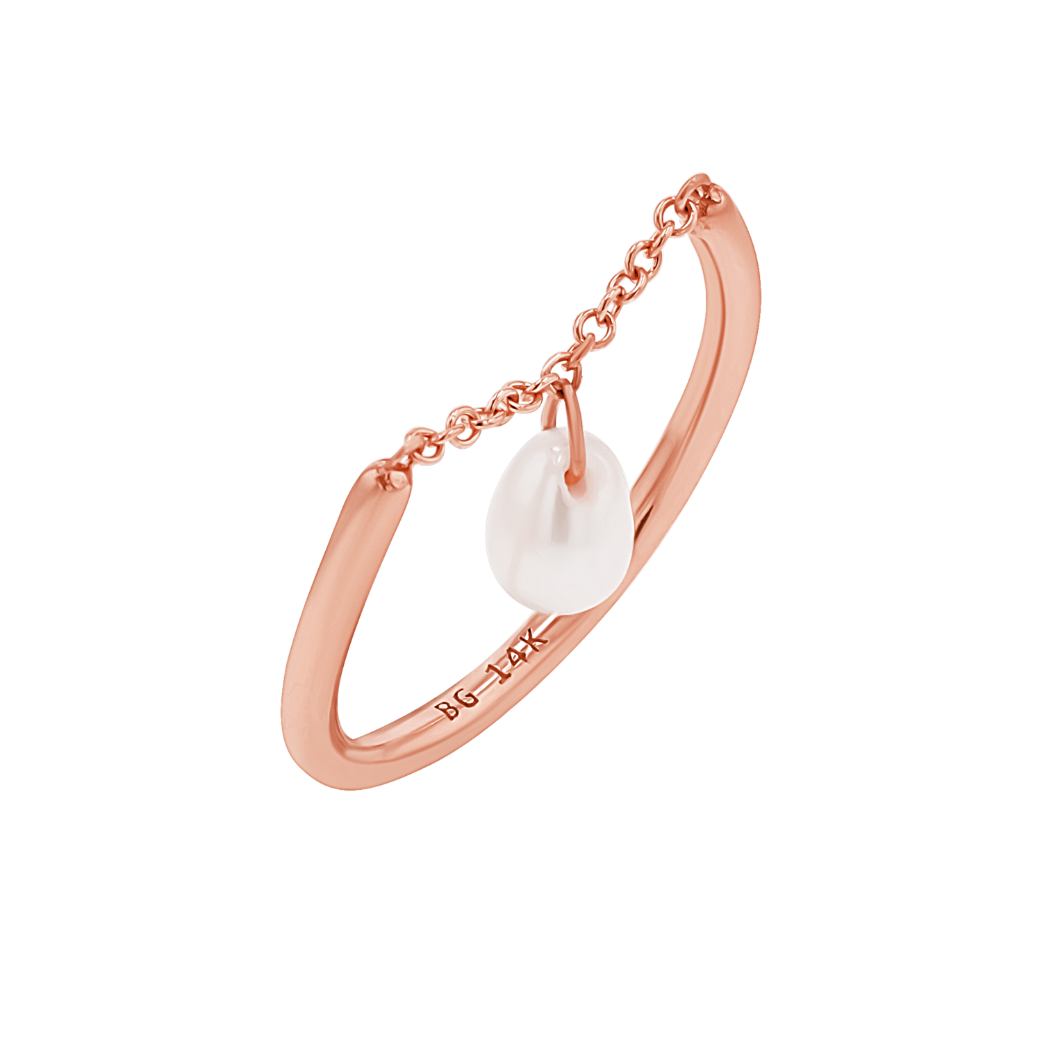 Solitaire Pearl Drop Chain Ring