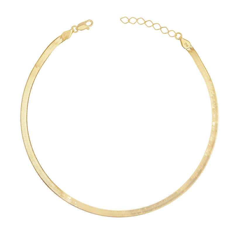 14K Gold Thin Herringbone Anklet 3mm