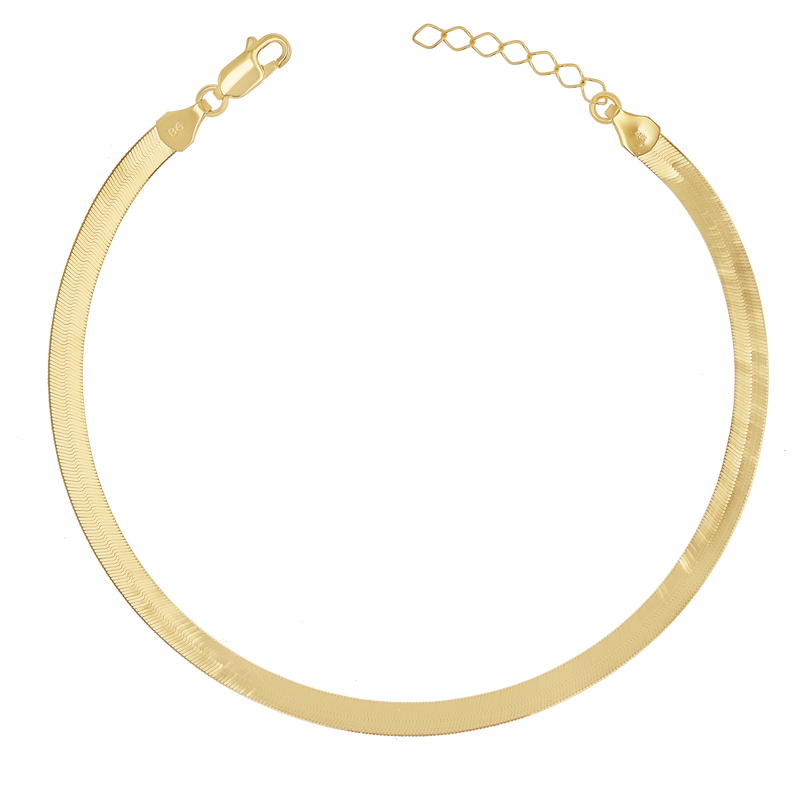 14K Gold Grand Herringbone Anklet 5mm