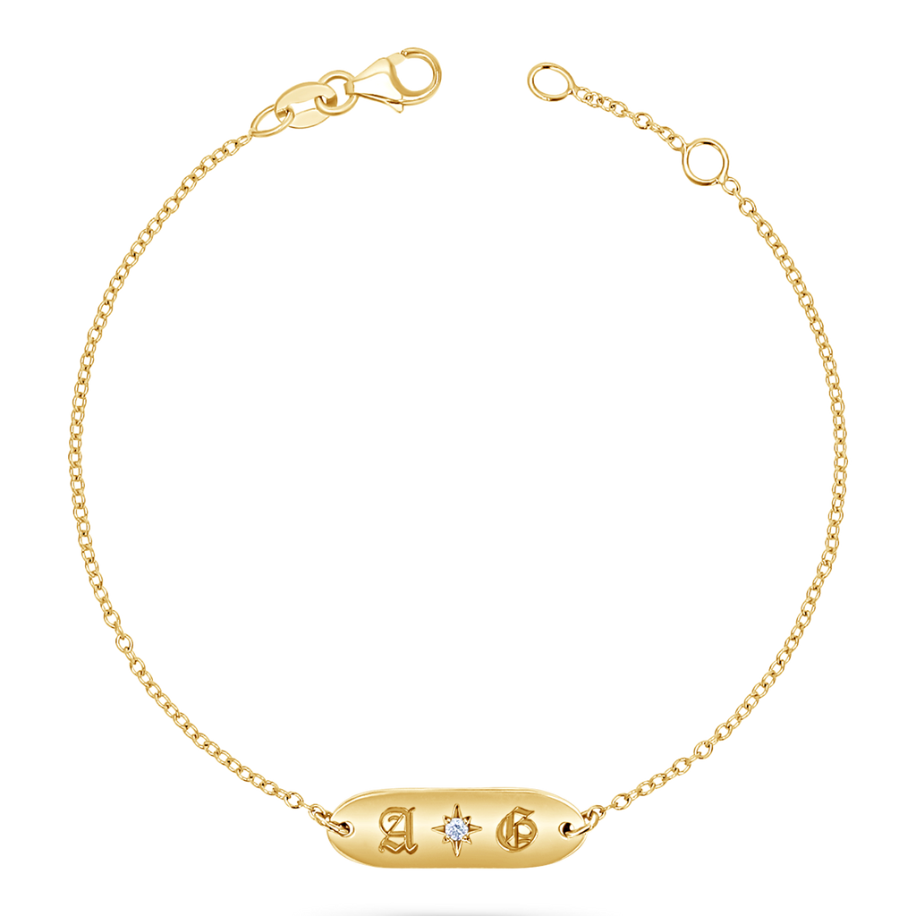 Oval Starset Diamond Initial Bracelet