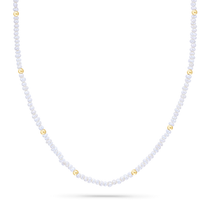 Gold Bead Station Pearl Necklace