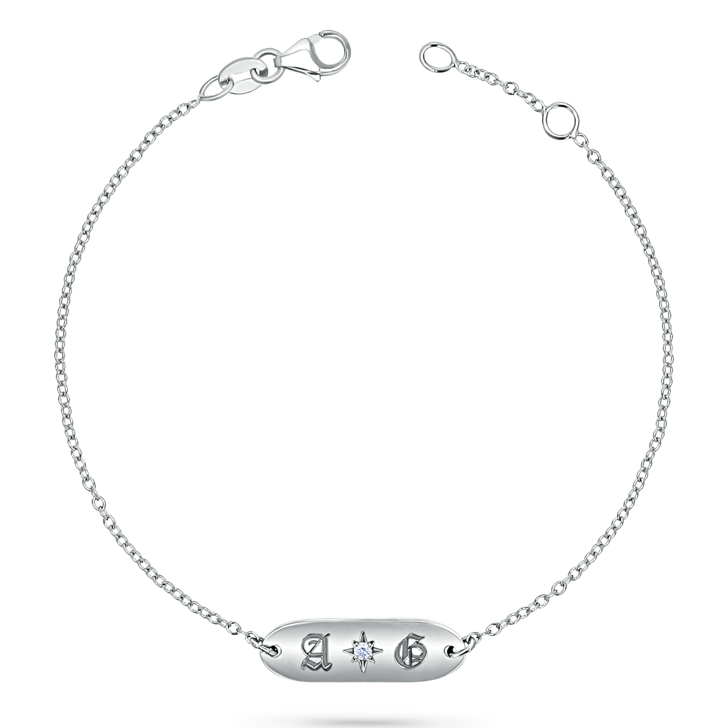 Oval Starset Diamond Initial Bracelet