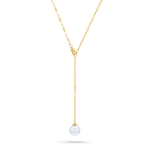 Demure Pearl Drop Chain Lariat