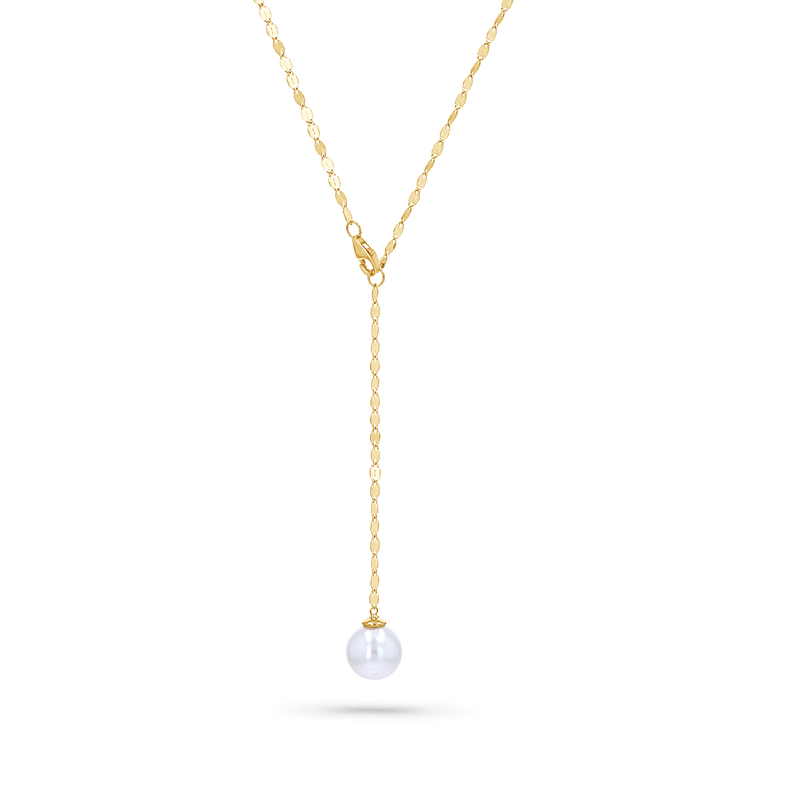 Demure Pearl Drop Chain Lariat