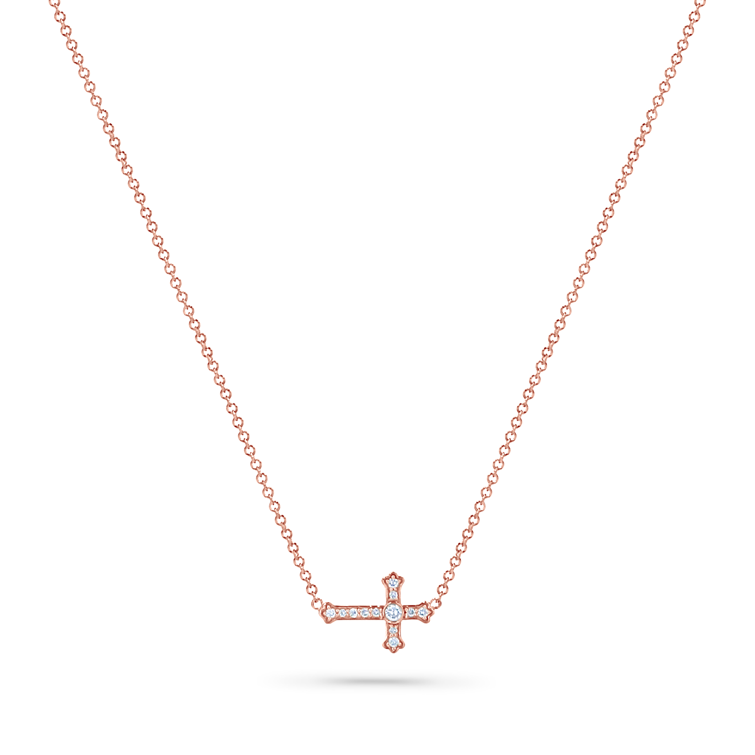 Diamond Sideways Cross Necklace