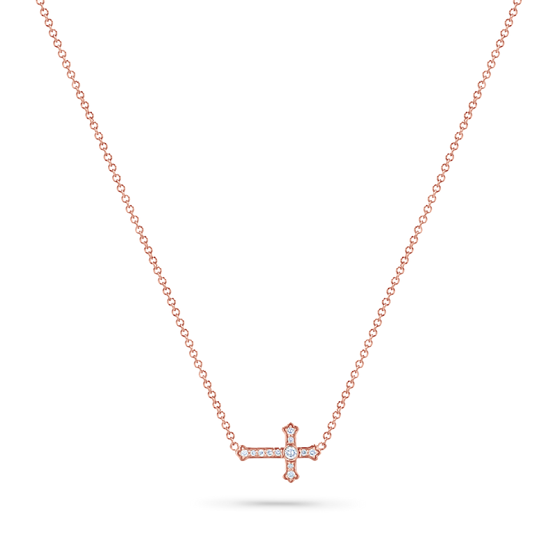 Diamond Sideways Cross Necklace