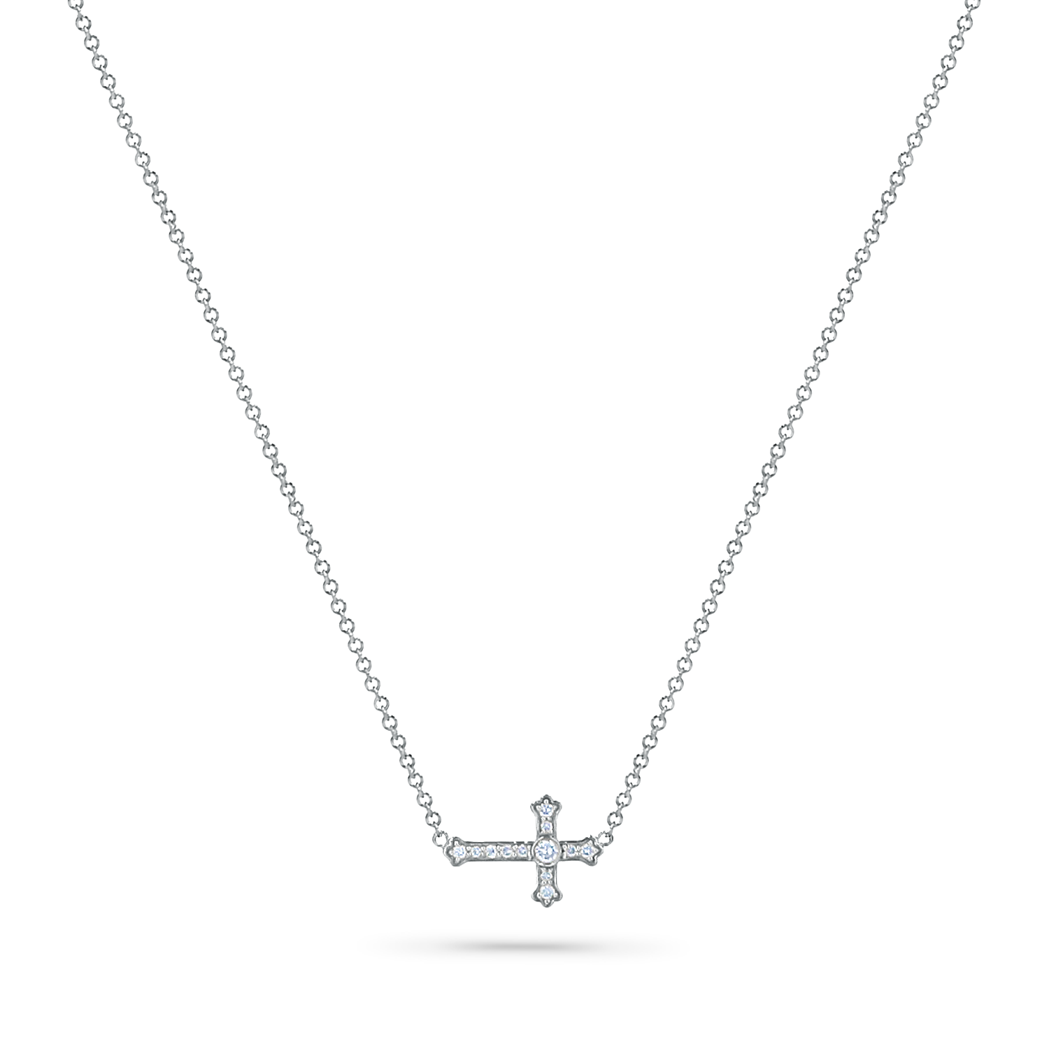 Diamond Sideways Cross Necklace