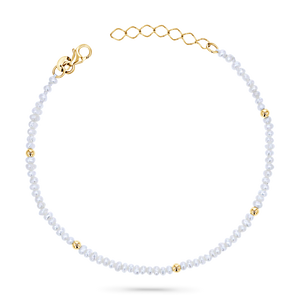 Gold Bead Station Pearl Bracelet