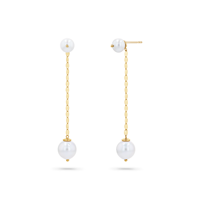 Pearl Drop Demure Chain Earrings