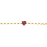 Ruby Heart Cuban Link Bracelet