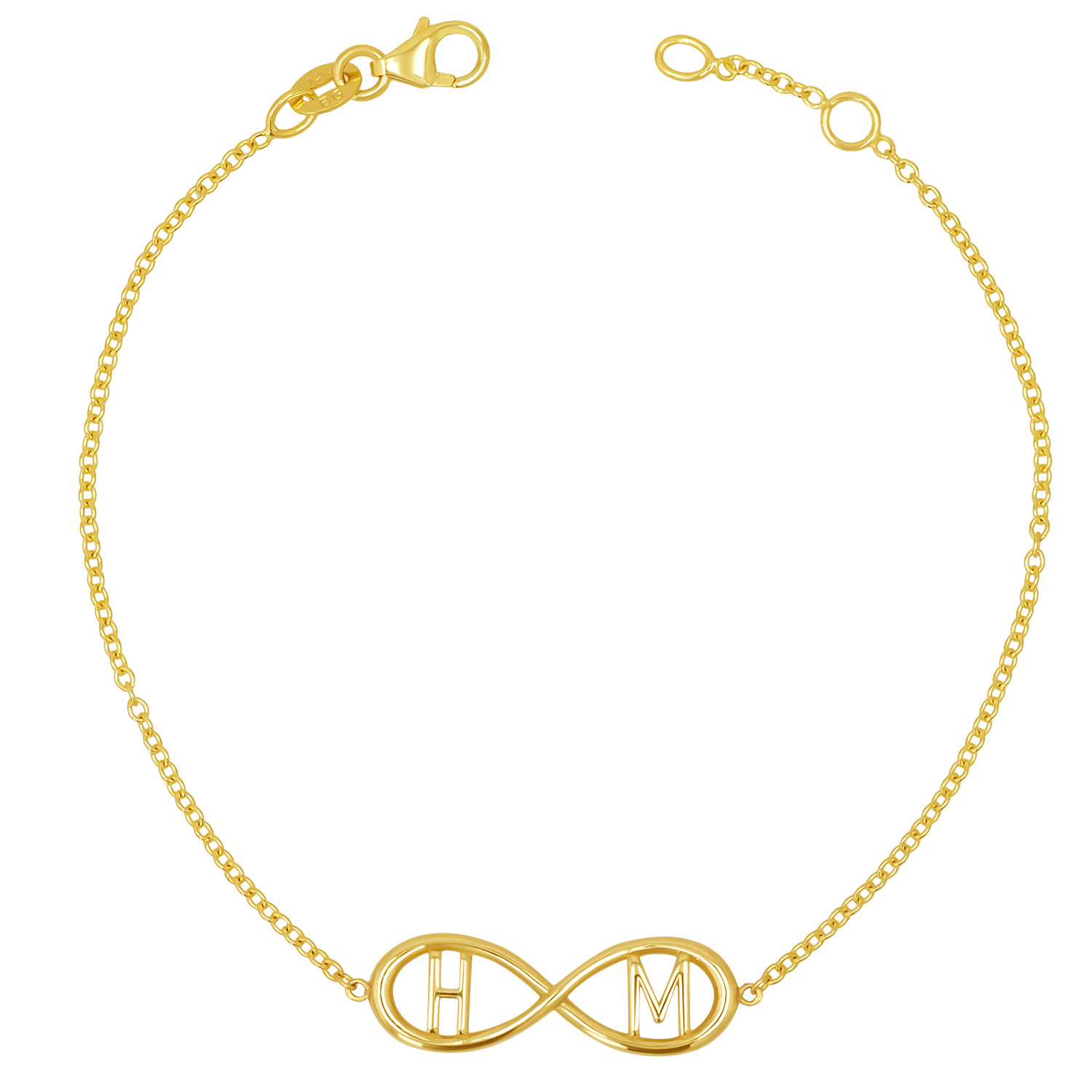 14K Gold Custom Infinity Letter Bracelet – Baby Gold