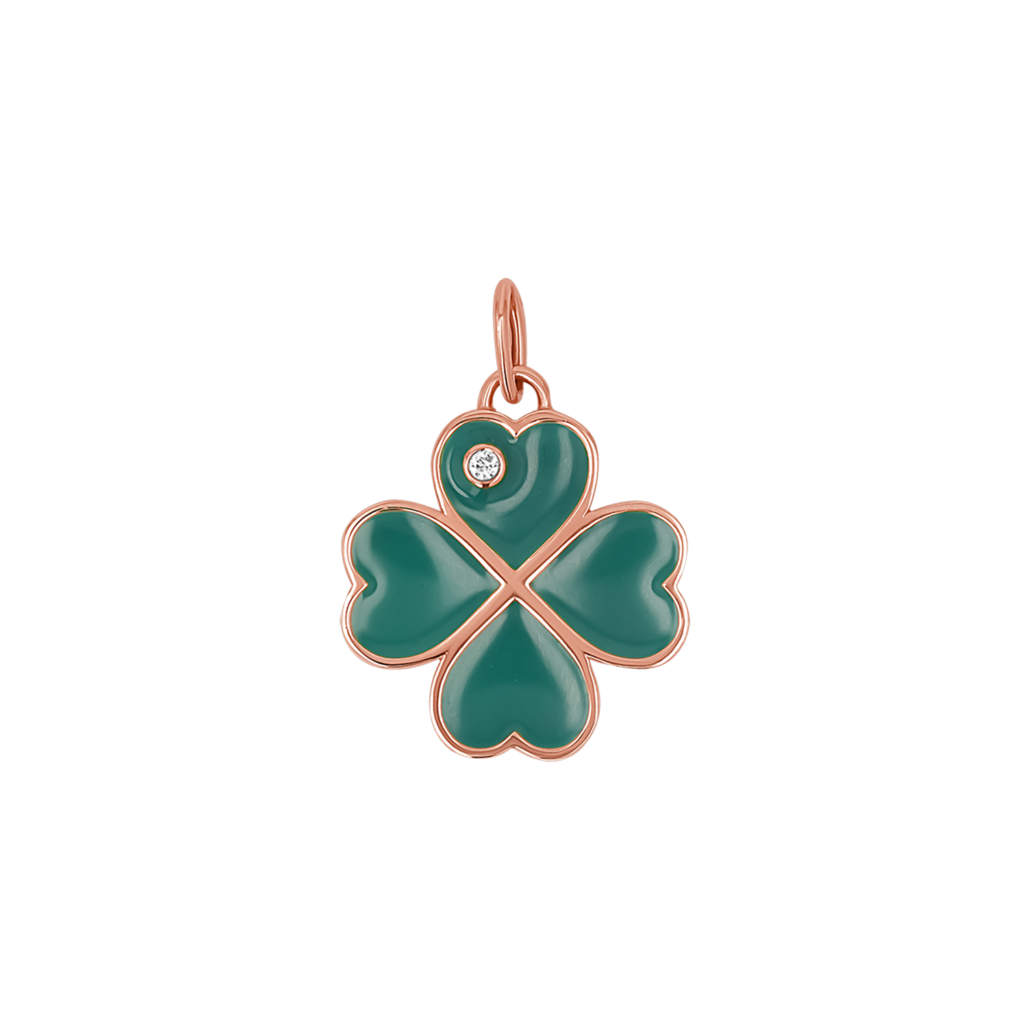 Emerald Clover Charm With Diamond Accent