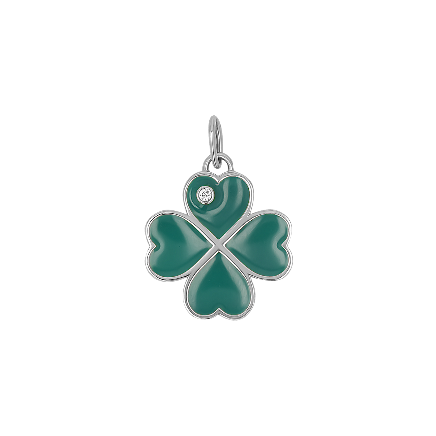 Emerald Clover Charm With Diamond Accent