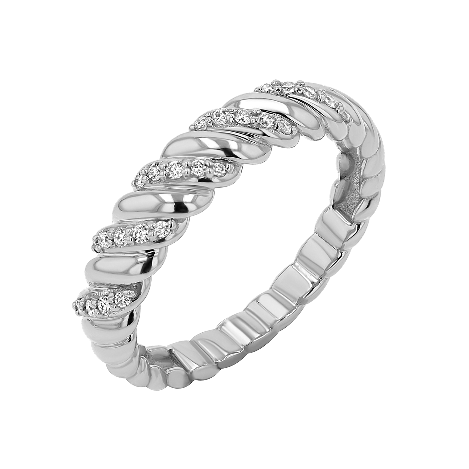 Wide Diamond Twist Ring