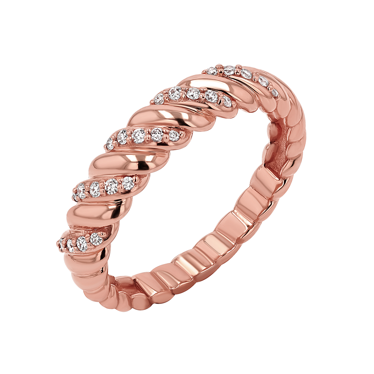 Wide Diamond Twist Ring