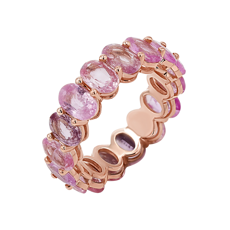 Genuine Pink Sapphire Oval Eternity Band