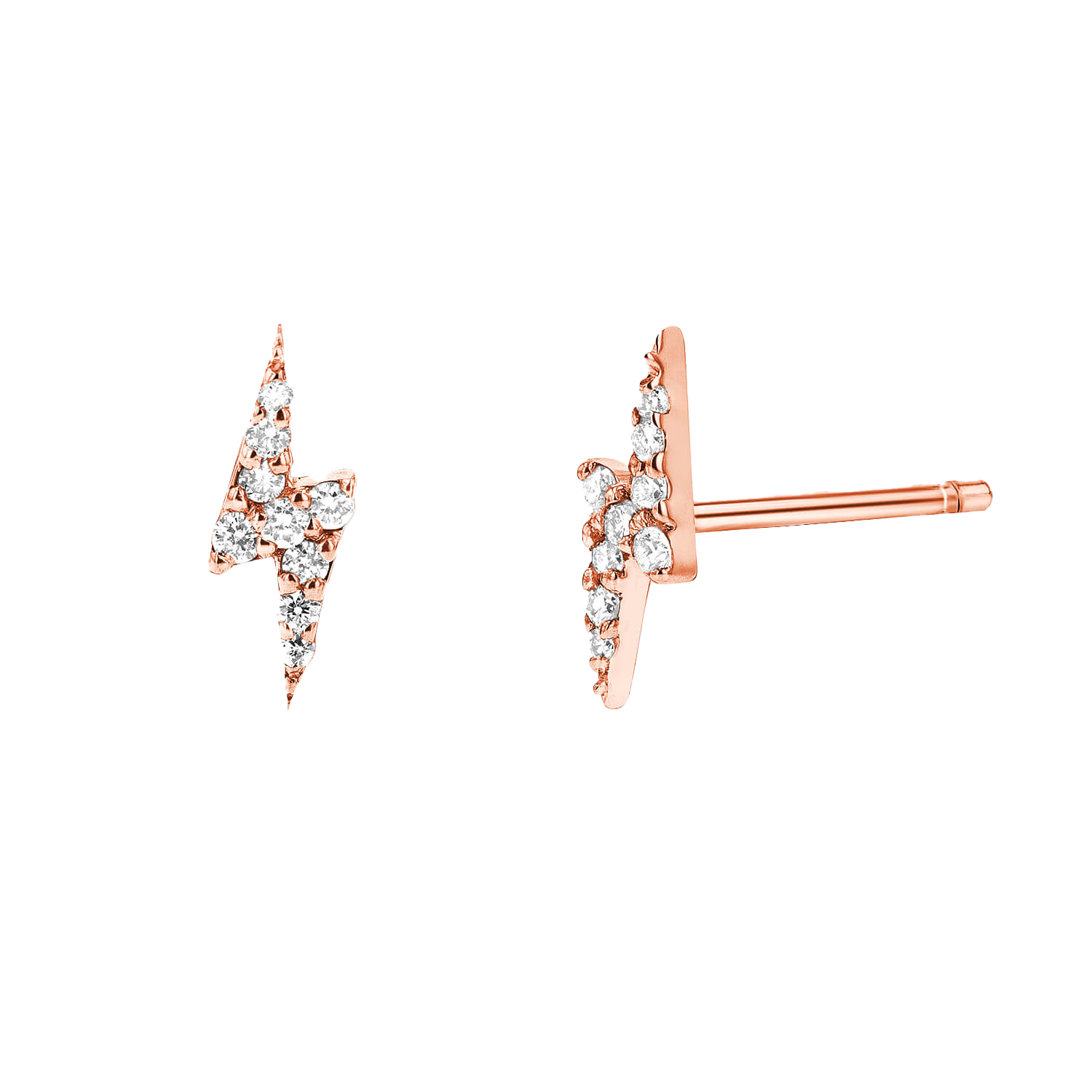 Diamond Lightning Bolt Stud Earrings