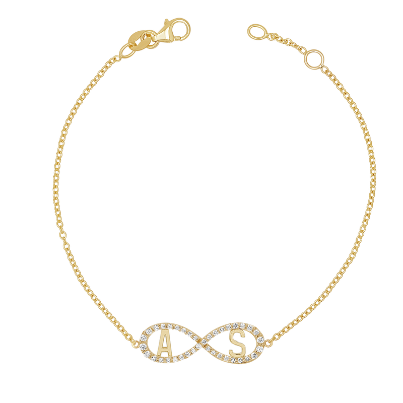 Diamond Infinity Letter Bracelet