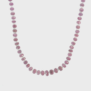 Pink Sapphire & Aquamarine Beaded Strand Necklace