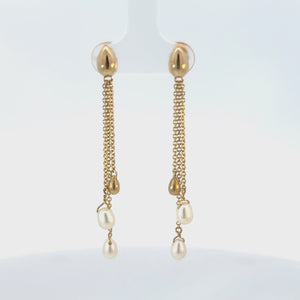 Pearl Drop Chain Earrings