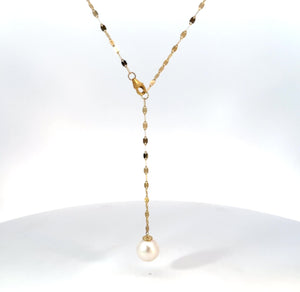 Demure Pearl Drop Chain Lariat