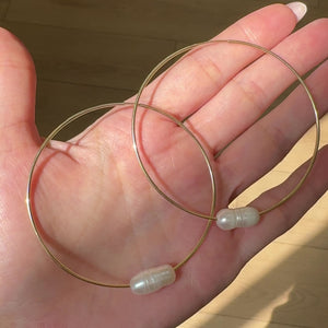 Pearl Accent Endless Hoop Earrings