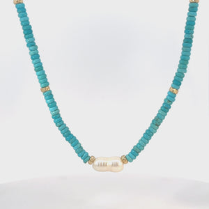 Pearl & Gold Accent Turquoise Necklace