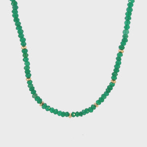 Green Onyx Gold Bead Necklace