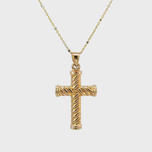 Cable Twist Cross Charm